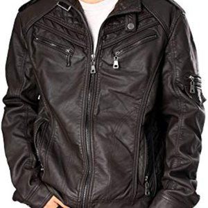 Faux Leather Jacket Brown
